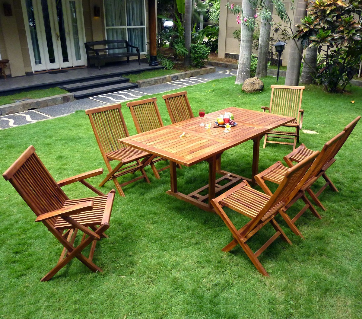 Table rectangulaire Extensible 6 Places Salon de Jardin en Teck Lombok 