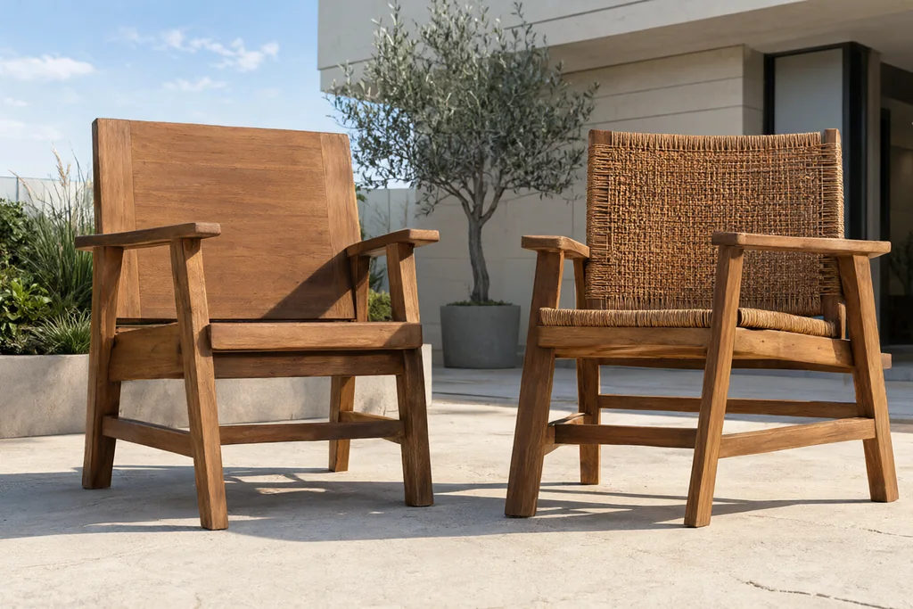 Chaises et fauteuils de jardin : teck contre résine tressée