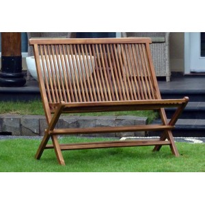 Banc en teck – double chaise de jardin pliante