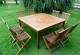 Mobiler de jardin en teck : ensemble table carree 150 cm - 8 chaises de jardin teck
