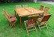 Mobiler de jardin en teck : ensemble table carree 150 cm - 8 chaises de jardin teck