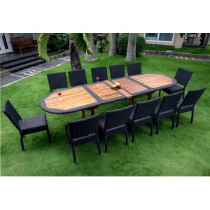 Salon de jardin teck et resine tressee : meuble, tables de jardin en promotion