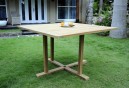 Table de jardin en teck brut - carrée 120 cm x 120 cm
