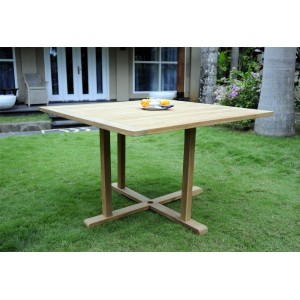Table de jardin en teck brut – carrée 120 cm x 120 cm