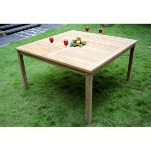 Table de jardin en teck brut – carrée 150 cm x 150 cm