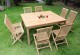 Mobiler de jardin en teck : table carree 150 cm - 8 chaises de jardin teck
