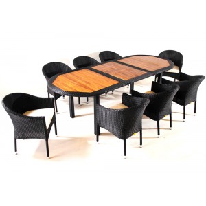 Salon de jardin – ensemble teck et résine pour 8 personnes