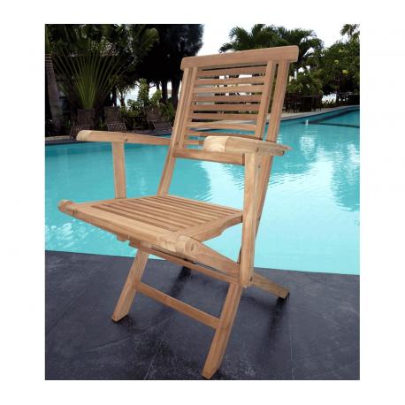Fauteuil de jardin en teck brut – Garuda – chaise pliante