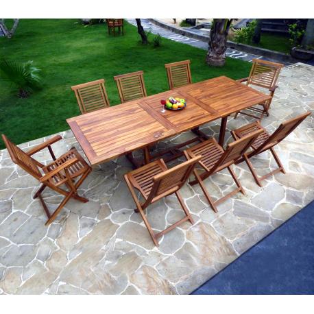 Salon de jardin en Teck huilé 8-10 places : Flores Hanton