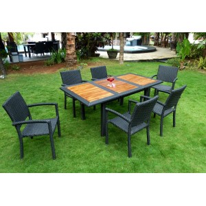 Salon de jardin teck et résine : Lombok Rattan