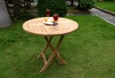 Table de jardin pliante en teck brut - diametre 70 cm