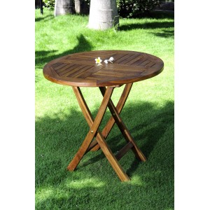 Table de jardin pliante en teck huilé – diametre 70 cm