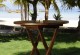 Table de jardin pliante en teck huilé - diametre 70 cm