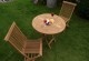 Mobilier de jardin ensemble table ronde + 2 chaises en teck