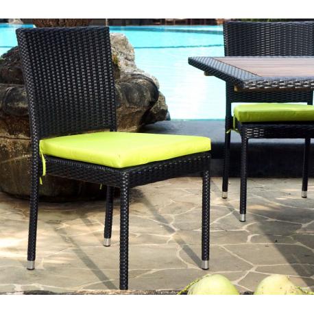 Chaise de jardin en résine tressée avec coussin