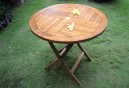 Table de jardin pliante en teck huilé - diametre 100 cm