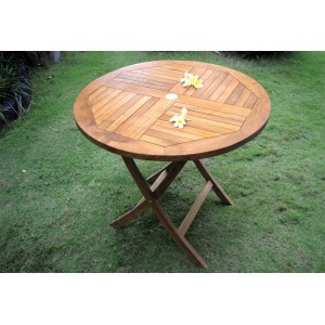 Table de jardin pliante en teck huilé – diametre 100 cm