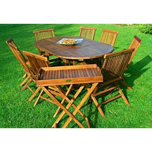 Salon de jardin en Teck BALI huilé + plateau