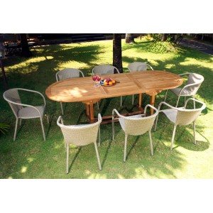 Ensemble meuble en teck et fauteuils en résine Java-Bora