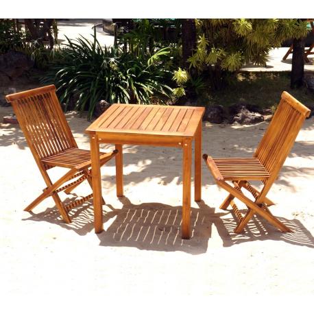 Table et chaises de jardin en teck huilé salon 2 places