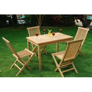 Salon Doli en teck brut 4 places table 120×70 cm