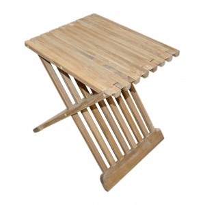 Tabouret pliant en teck brut