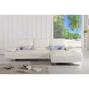 Canapé d&rsquo;angle design 3 places en cuir + méridienne- Dalia