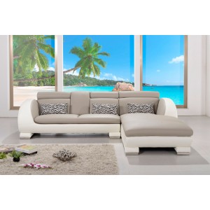 Canapé en cuir Elios avec méridienne sur le coté droit