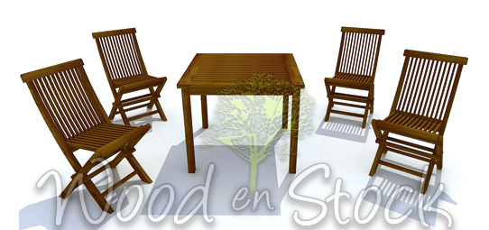 Salon de jardin en teck table carré 4 places