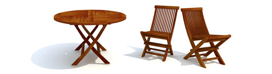 Salon pliable de jardin en Teck huilé : grande Sunrise