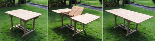 table de jardin en teck brut