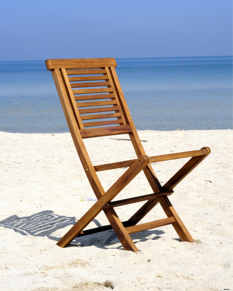 Salon de jardin table carré – 4 chaises pliantes en teck huilé