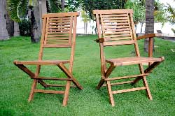 chaise et fauteuil en teck huilé