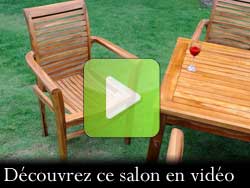 salon de jardin table et fauteuil huilé