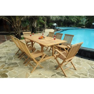 Ensemble en teck naturel salon de jardin 8 places