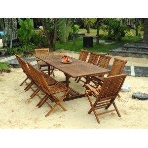 ensemble de jardin en teck table huilée + chaises
