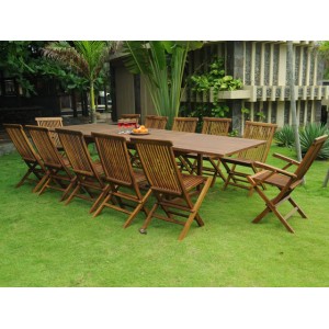 ensemble de jardin en teck huilé table 3 metres