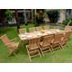 Salon de jardin en teck 10 personnes rectangle brut