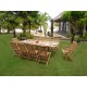 Salon de jardin en teck 10 personnes rectangle brut
