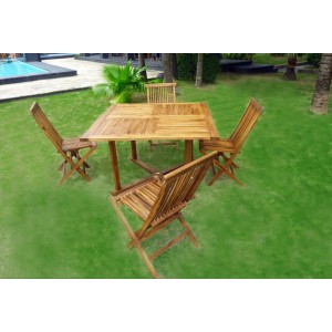 ensemble 4 places dejardin en teck huilé