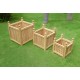 Lot de 3 jardières - caches pot en teck 