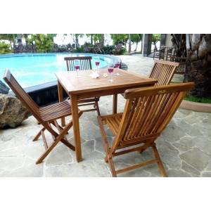 ensemble en teck à petit prix : salon table + 4 chaises