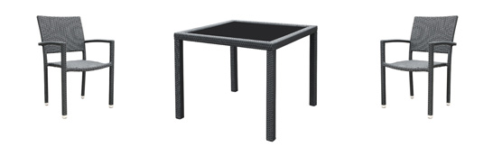 Salon de jardin en résine tressée x4 fauteuils